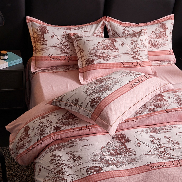 91家纺网 家纺一手货源 找家纺 缘舒家纺 2025新款全棉纯棉磨毛加厚四件套 爱莎