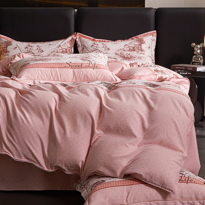 91家纺网 家纺一手货源 找家纺 缘舒家纺 2025新款全棉纯棉磨毛加厚四件套 爱莎