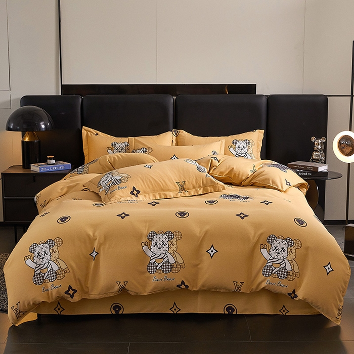 缘舒家纺 2025新款全棉纯棉磨毛加厚四件套 潮牌熊
