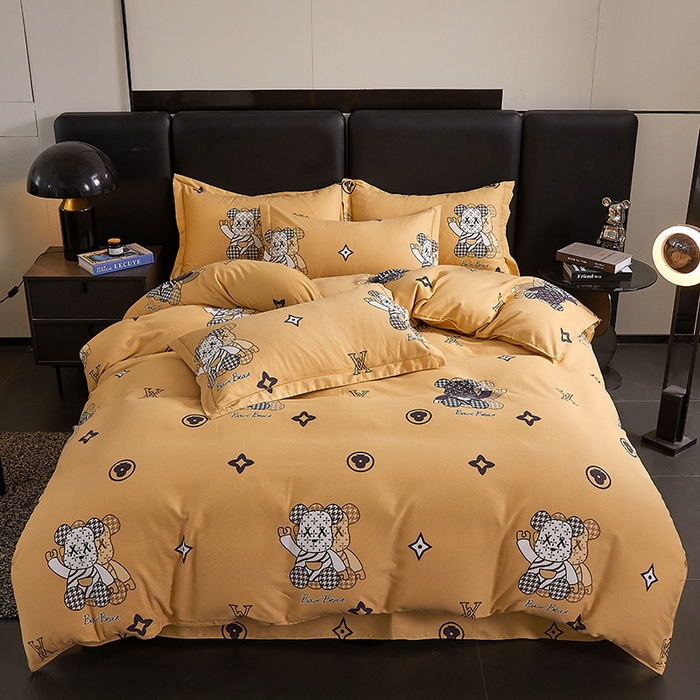 91家纺网 家纺一手货源 找家纺 缘舒家纺 2025新款全棉纯棉磨毛加厚四件套 潮牌熊