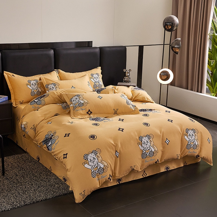 91家纺网 家纺一手货源 找家纺 缘舒家纺 2025新款全棉纯棉磨毛加厚四件套 潮牌熊