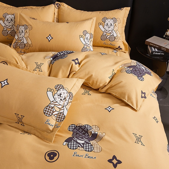 91家纺网 家纺一手货源 找家纺 缘舒家纺 2025新款全棉纯棉磨毛加厚四件套 潮牌熊