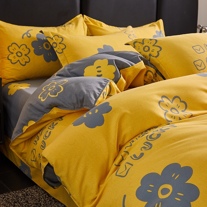 91家纺网 家纺一手货源 找家纺 缘舒家纺 2025新款全棉纯棉磨毛加厚四件套 花语之恋