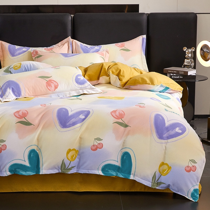 91家纺网 家纺一手货源 找家纺 缘舒家纺 2025新款全棉纯棉磨毛加厚四件套 怦然心动