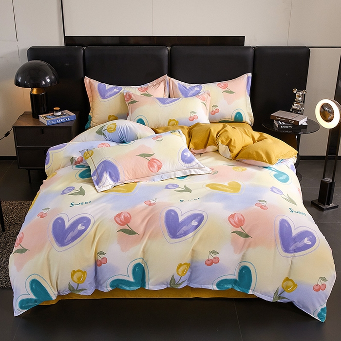 91家纺网 家纺一手货源 找家纺 缘舒家纺 2025新款全棉纯棉磨毛加厚四件套 怦然心动