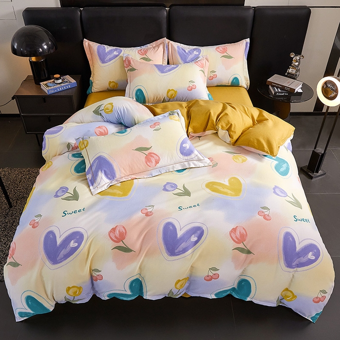 91家纺网 家纺一手货源 找家纺 缘舒家纺 2025新款全棉纯棉磨毛加厚四件套 怦然心动