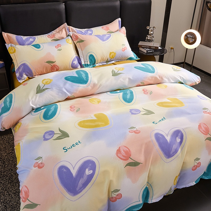 91家纺网 家纺一手货源 找家纺 缘舒家纺 2025新款全棉纯棉磨毛加厚四件套 怦然心动