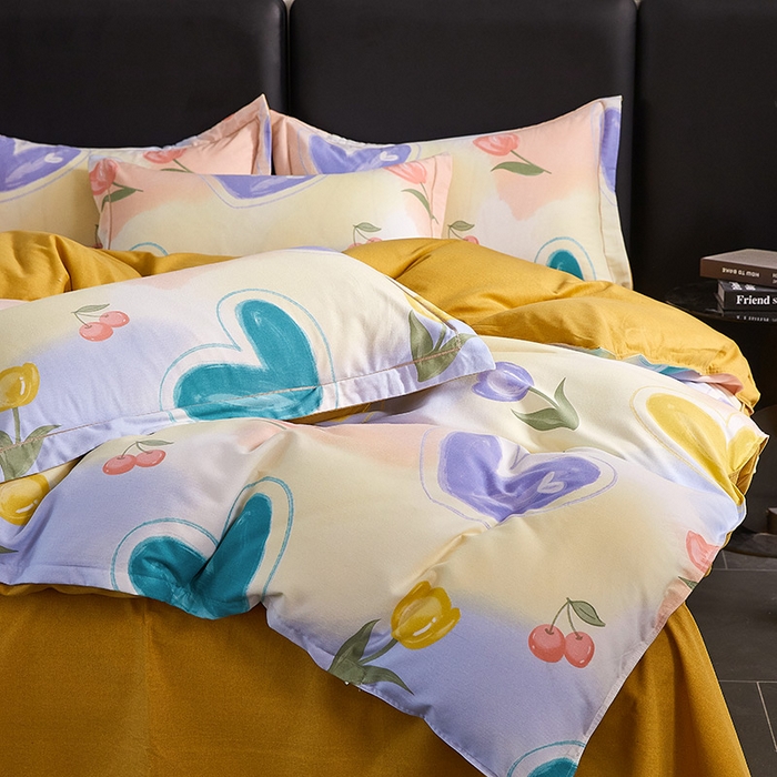 91家纺网 家纺一手货源 找家纺 缘舒家纺 2025新款全棉纯棉磨毛加厚四件套 怦然心动