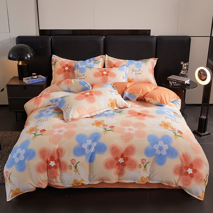 91家纺网 家纺一手货源 找家纺 缘舒家纺 2025新款全棉纯棉磨毛加厚四件套 倾城花恋