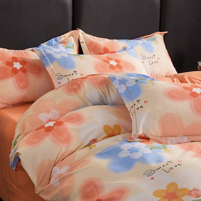 91家纺网 家纺一手货源 找家纺 缘舒家纺 2025新款全棉纯棉磨毛加厚四件套 倾城花恋