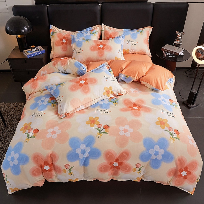 91家纺网 家纺一手货源 找家纺 缘舒家纺 2025新款全棉纯棉磨毛加厚四件套 倾城花恋