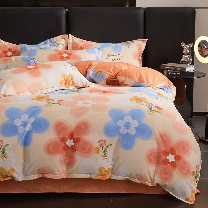 91家纺网 家纺一手货源 找家纺 缘舒家纺 2025新款全棉纯棉磨毛加厚四件套 倾城花恋