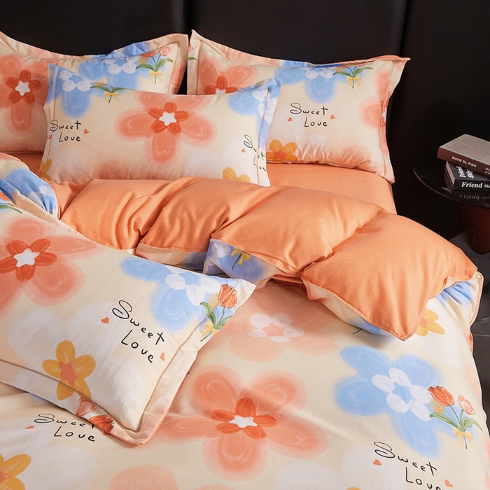 91家纺网 家纺一手货源 找家纺 缘舒家纺 2025新款全棉纯棉磨毛加厚四件套 倾城花恋