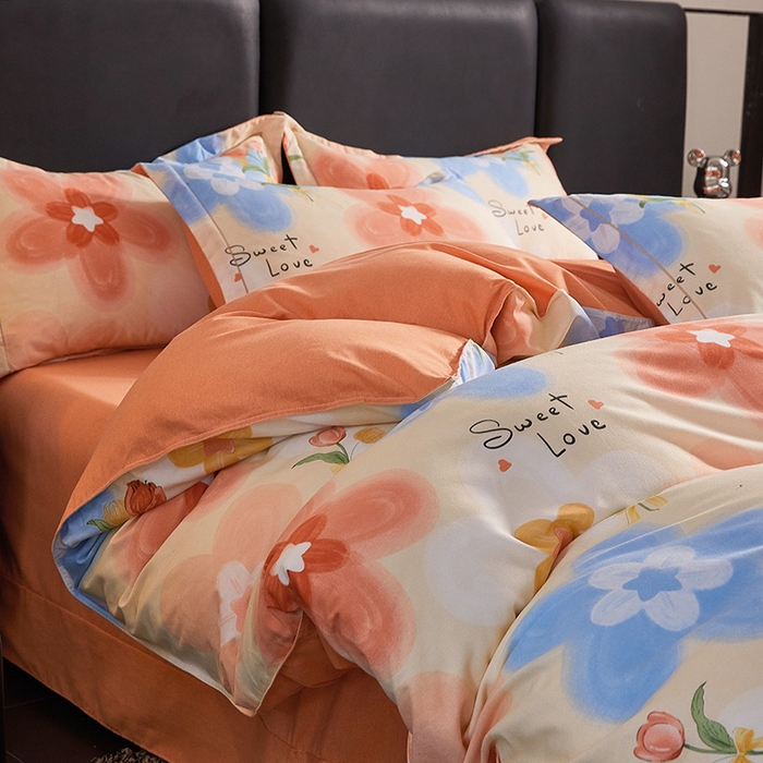 91家纺网 家纺一手货源 找家纺 缘舒家纺 2025新款全棉纯棉磨毛加厚四件套 倾城花恋