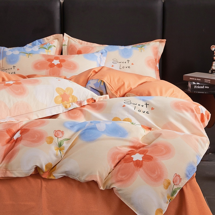 91家纺网 家纺一手货源 找家纺 缘舒家纺 2025新款全棉纯棉磨毛加厚四件套 倾城花恋