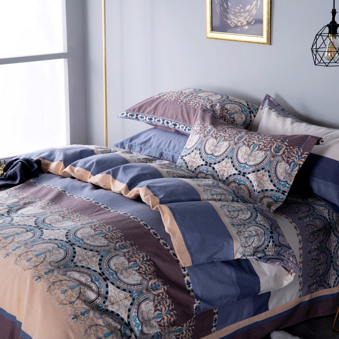 91家纺网 家纺一手货源 找家纺 缘舒家纺 2025新款全棉纯棉加厚磨毛被套单件--单被套 月光倾城-蓝