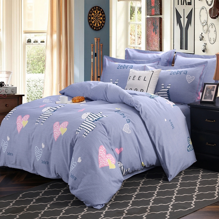 缘舒家纺 2025新款全棉纯棉加厚磨毛被套单件--单被套 斑马-灰