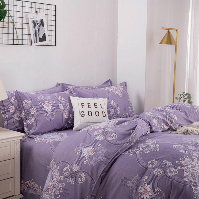 91家纺网 家纺一手货源 找家纺 缘舒家纺 2025新款全棉纯棉加厚磨毛被套单件--单被套 淡雅风尚（紫）