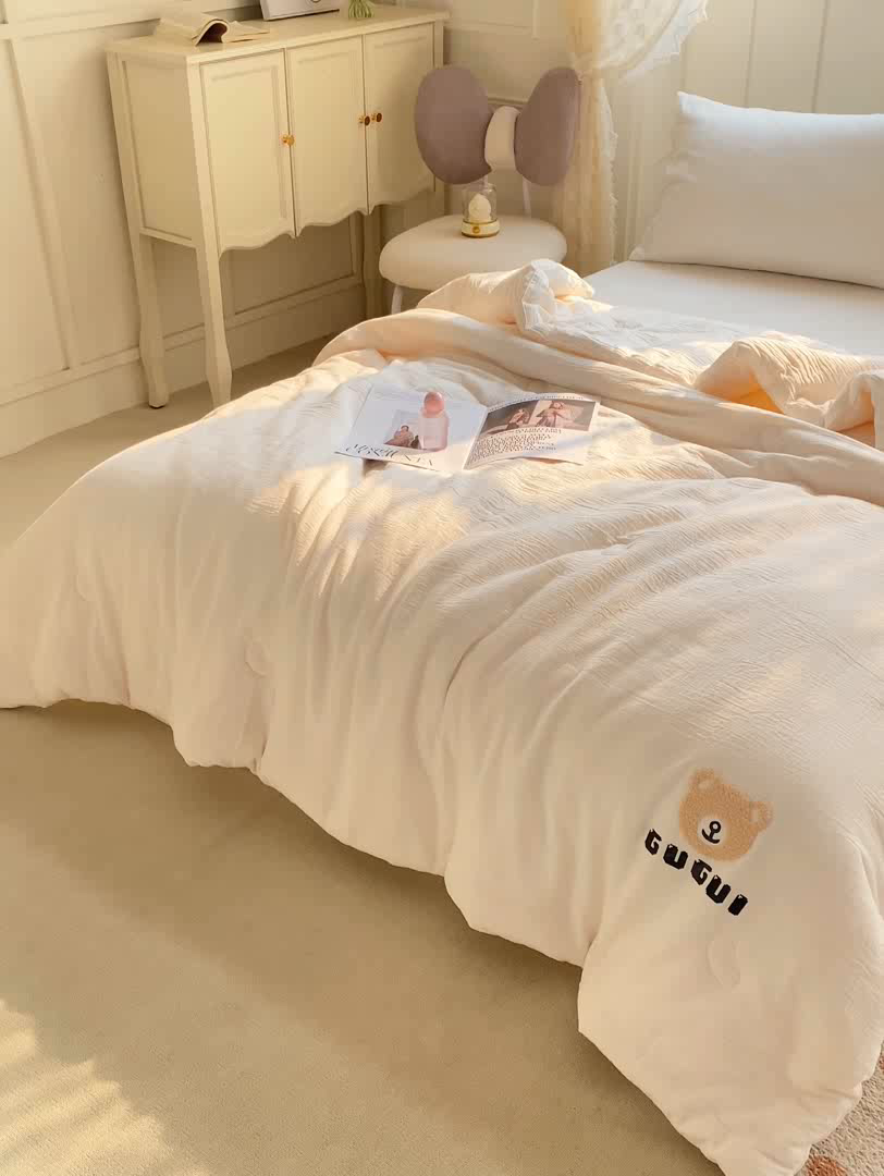 91家纺网 家纺一手货源 找家纺 （总）盛凡家纺 2026新款A类全棉双层纱夏被空调被大豆被纯色春秋被子被芯夏凉被