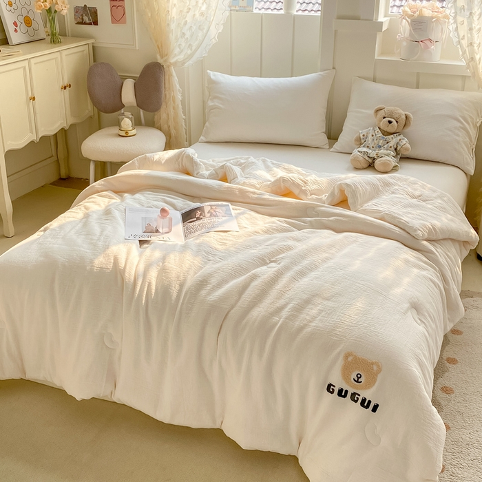 91家纺网 家纺一手货源 找家纺 （总）盛凡家纺 2026新款A类全棉双层纱夏被空调被大豆被纯色春秋被子被芯夏凉被