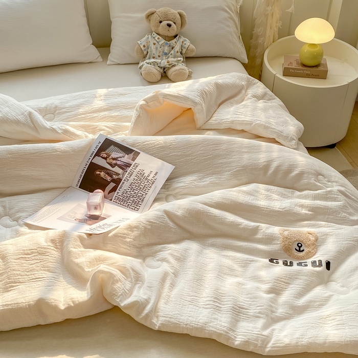 91家纺网 家纺一手货源 找家纺 （总）盛凡家纺 2026新款A类全棉双层纱夏被空调被大豆被纯色春秋被子被芯夏凉被