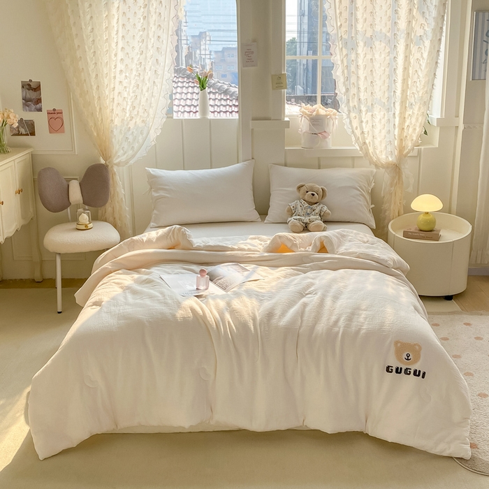 91家纺网 家纺一手货源 找家纺 （总）盛凡家纺 2026新款A类全棉双层纱夏被空调被大豆被纯色春秋被子被芯夏凉被