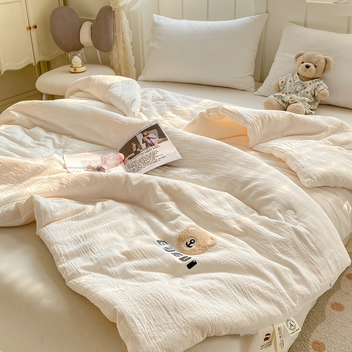 91家纺网 家纺一手货源 找家纺 （总）盛凡家纺 2026新款A类全棉双层纱夏被空调被大豆被纯色春秋被子被芯夏凉被