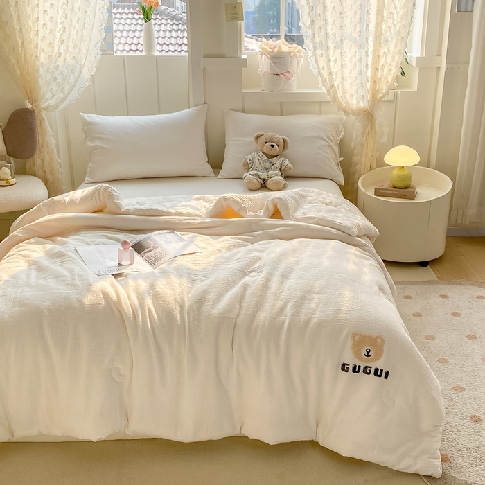 91家纺网 家纺一手货源 找家纺 （总）盛凡家纺 2026新款A类全棉双层纱夏被空调被大豆被纯色春秋被子被芯夏凉被