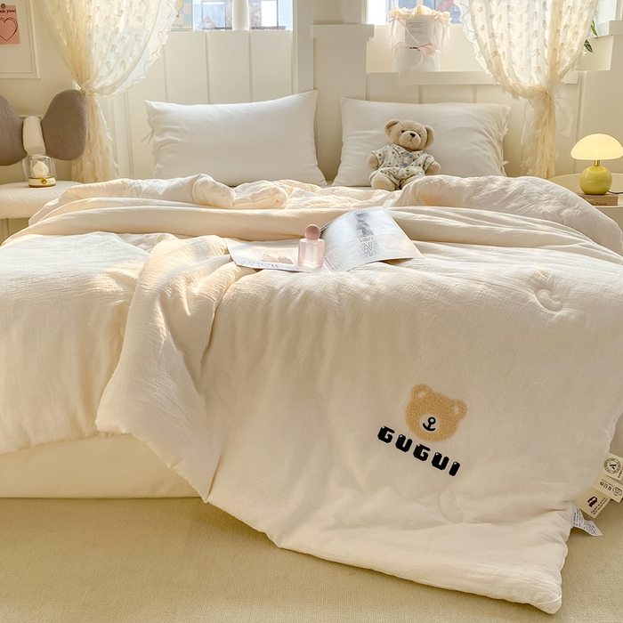 91家纺网 家纺一手货源 找家纺 （总）盛凡家纺 2026新款A类全棉双层纱夏被空调被大豆被纯色春秋被子被芯夏凉被