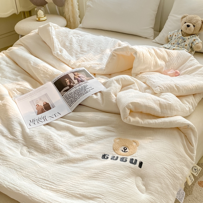 91家纺网 家纺一手货源 找家纺 （总）盛凡家纺 2026新款A类全棉双层纱夏被空调被大豆被纯色春秋被子被芯夏凉被