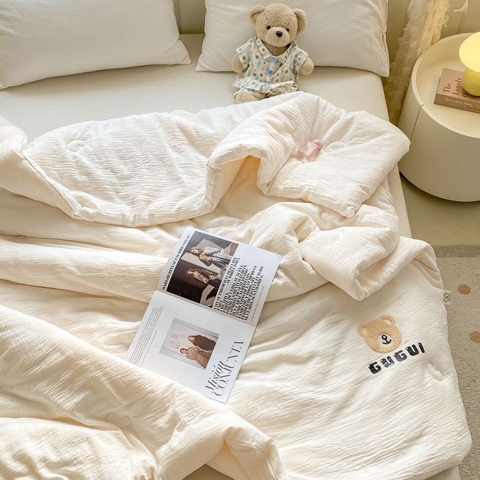 91家纺网 家纺一手货源 找家纺 （总）盛凡家纺 2026新款A类全棉双层纱夏被空调被大豆被纯色春秋被子被芯夏凉被