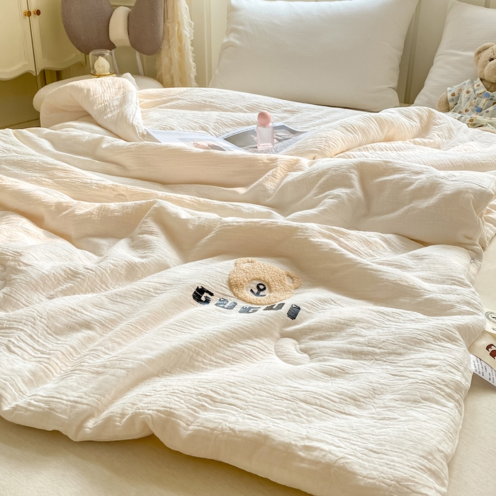 91家纺网 家纺一手货源 找家纺 （总）盛凡家纺 2026新款A类全棉双层纱夏被空调被大豆被纯色春秋被子被芯夏凉被