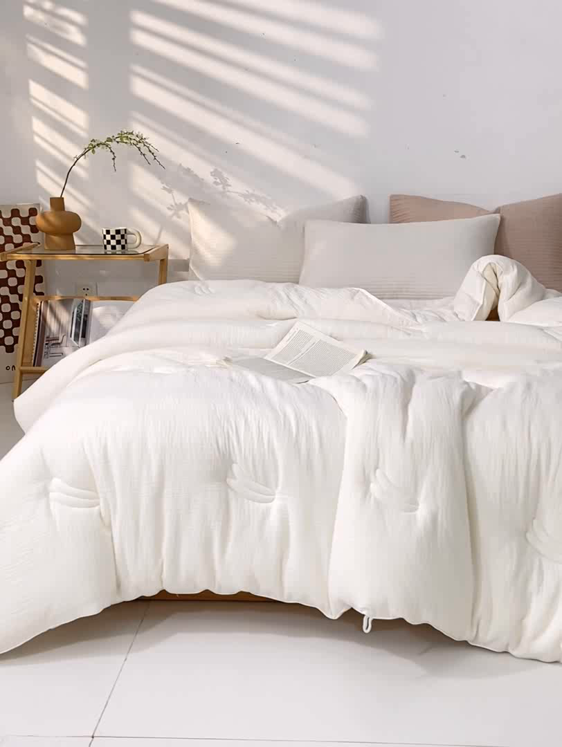 91家纺网 家纺一手货源 找家纺 （总）盛凡家纺 2026新款A类全棉双层纱大豆被四季款被子被芯冬被