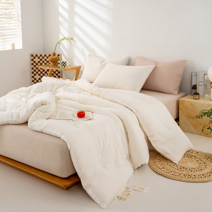 91家纺网 家纺一手货源 找家纺 （总）盛凡家纺 2026新款A类全棉双层纱大豆被四季款被子被芯冬被