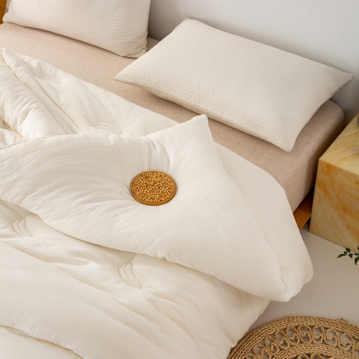 91家纺网 家纺一手货源 找家纺 （总）盛凡家纺 2026新款A类全棉双层纱大豆被四季款被子被芯冬被