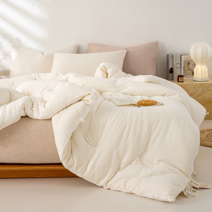 91家纺网 家纺一手货源 找家纺 （总）盛凡家纺 2026新款A类全棉双层纱大豆被四季款被子被芯冬被