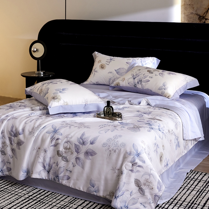 91家纺网 家纺一手货源 找家纺 慕梵家居 2026春夏新款100%莱赛尔天丝夏被空调被夏凉被四件套 春溢然