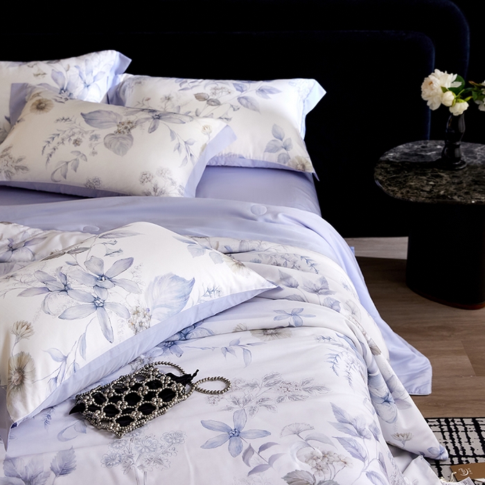 91家纺网 家纺一手货源 找家纺 慕梵家居 2026春夏新款100%莱赛尔天丝夏被空调被夏凉被四件套 春溢然