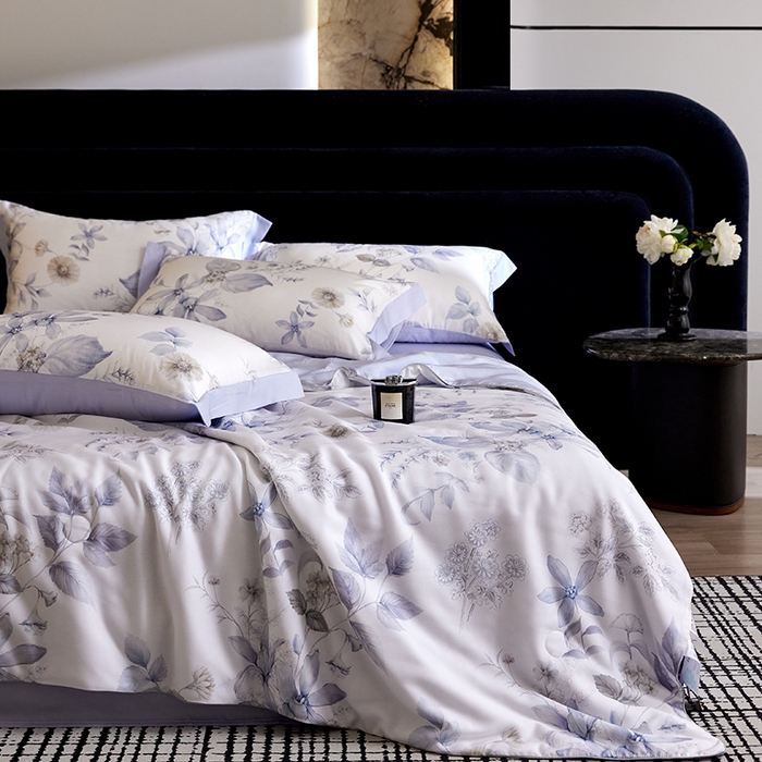 91家纺网 家纺一手货源 找家纺 慕梵家居 2026春夏新款100%莱赛尔天丝夏被空调被夏凉被四件套 春溢然