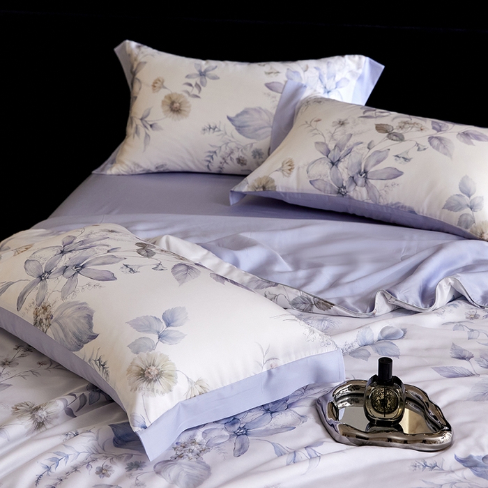 91家纺网 家纺一手货源 找家纺 慕梵家居 2026春夏新款100%莱赛尔天丝夏被空调被夏凉被四件套 春溢然