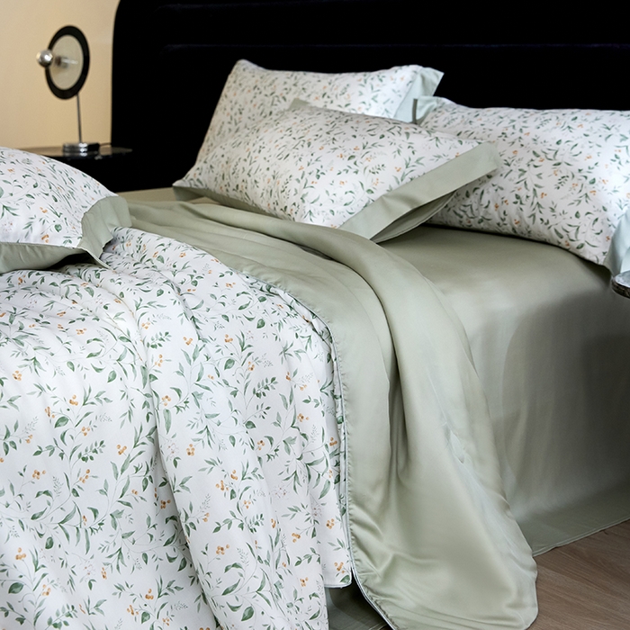 91家纺网 家纺一手货源 找家纺 慕梵家居 2026春夏新款100%莱赛尔天丝夏被空调被夏凉被四件套 赫扬