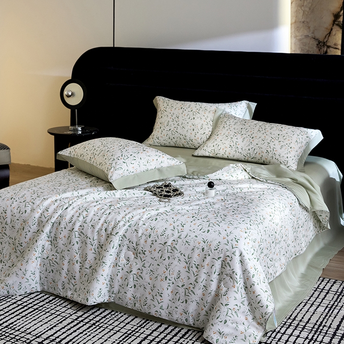 91家纺网 家纺一手货源 找家纺 慕梵家居 2026春夏新款100%莱赛尔天丝夏被空调被夏凉被四件套 赫扬