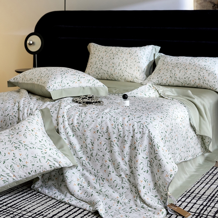 91家纺网 家纺一手货源 找家纺 慕梵家居 2026春夏新款100%莱赛尔天丝夏被空调被夏凉被四件套 赫扬