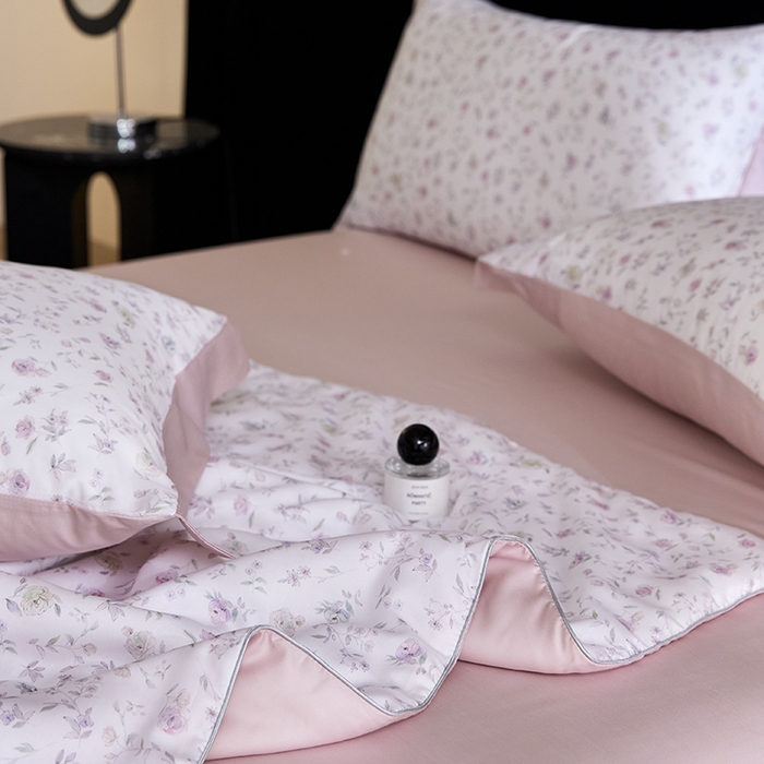 91家纺网 家纺一手货源 找家纺 慕梵家居 2026春夏新款100%莱赛尔天丝夏被空调被夏凉被四件套 花絮蔓