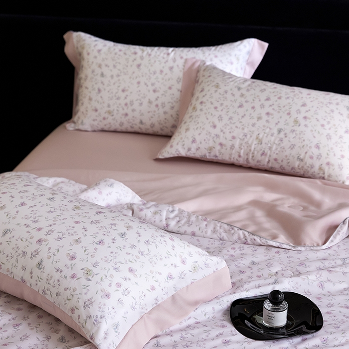 91家纺网 家纺一手货源 找家纺 慕梵家居 2026春夏新款100%莱赛尔天丝夏被空调被夏凉被四件套 花絮蔓