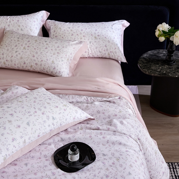 91家纺网 家纺一手货源 找家纺 慕梵家居 2026春夏新款100%莱赛尔天丝夏被空调被夏凉被四件套 花絮蔓