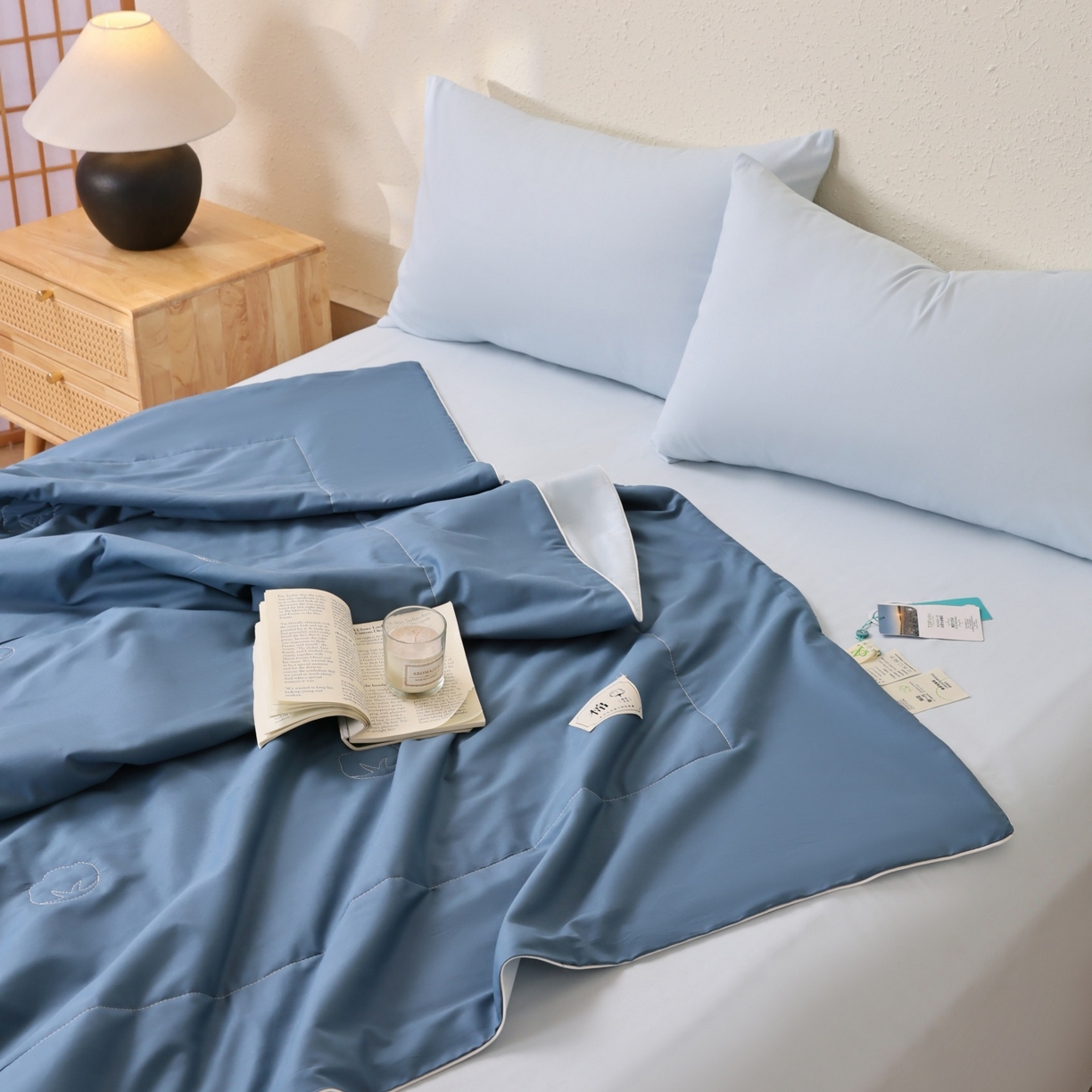 91家纺网 家纺一手货源 找家纺 盛凡家纺 2026新款A类133*72里外全棉100%棉花夏被四件套夏凉被空调被子被芯 深睡蓝