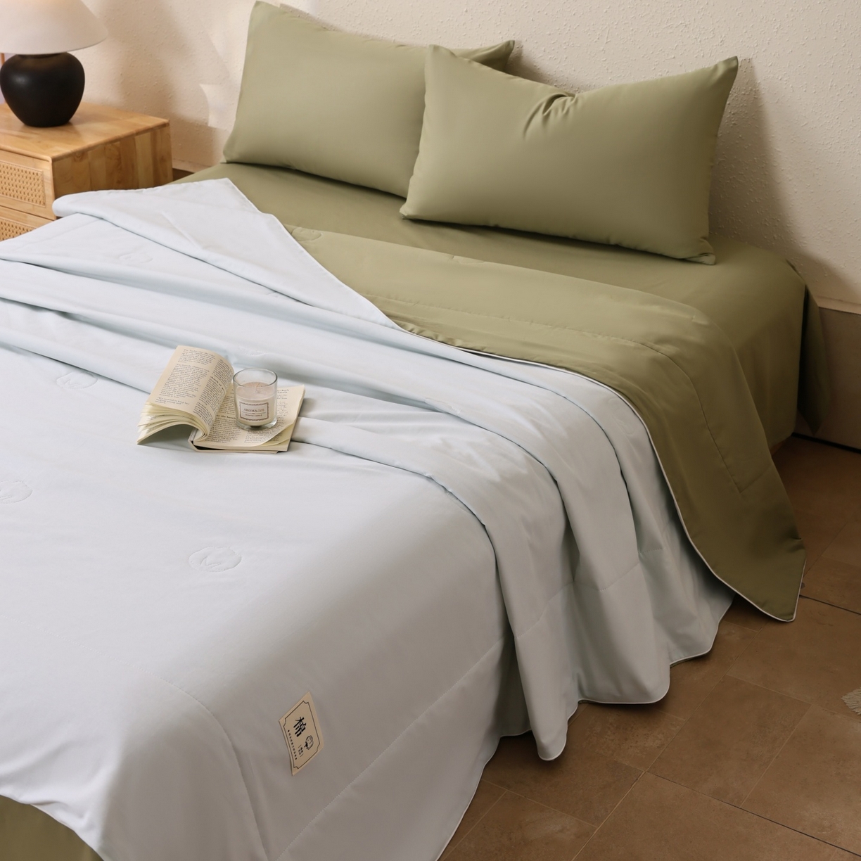 91家纺网 家纺一手货源 找家纺 盛凡家纺 2026新款A类133*72里外全棉100%棉花夏被四件套夏凉被空调被子被芯 水绿+松石绿