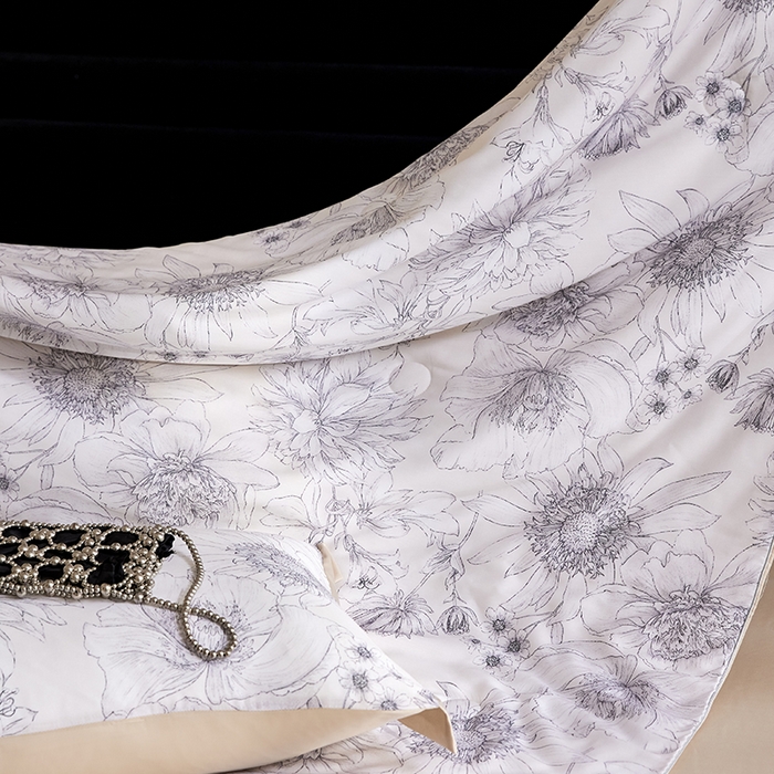 91家纺网 家纺一手货源 找家纺 慕梵家居 2026春夏新款100%莱赛尔天丝夏被空调被夏凉被四件套 卉颜