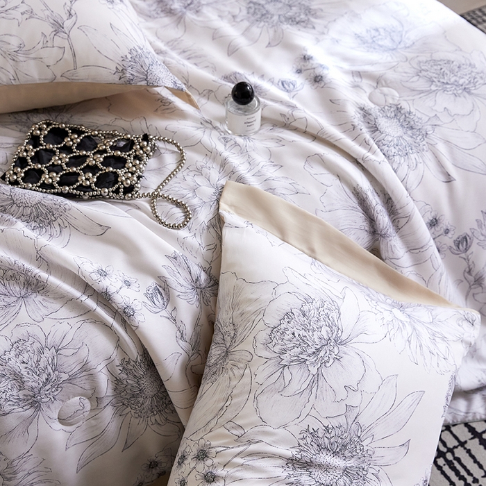 91家纺网 家纺一手货源 找家纺 慕梵家居 2026春夏新款100%莱赛尔天丝夏被空调被夏凉被四件套 卉颜